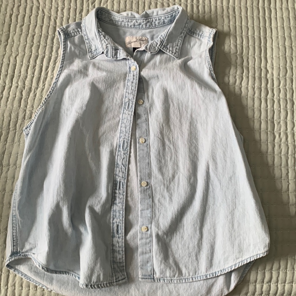 Denim button up tank